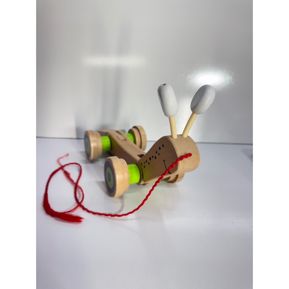 Hape Walk-Along Snail Wooden Pull Toy Toddler Wiggling Movement E0349 Wood